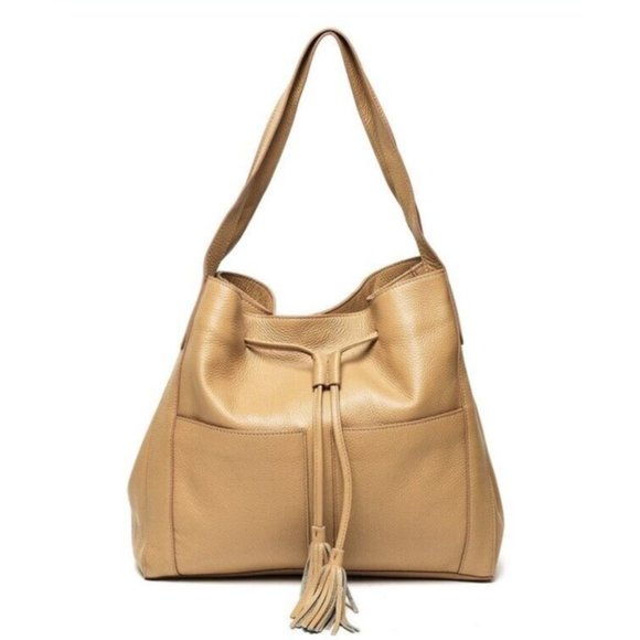 Laggo Bags Laggo Andrea Capuccino Soft Leather Drawstring Bag Hobo